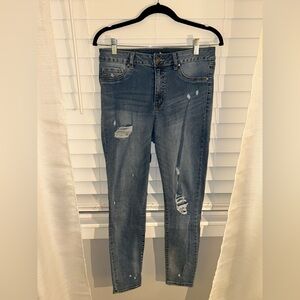 Rewash Dark Blue Distressed Skinny Jeans